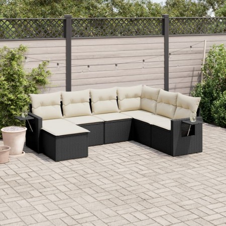 Set de comedor de jardín 7 pzas y cojines ratán sintético negro de , Conjuntos de jardín - Ref: Foro24-3220495, Precio: 387,1...