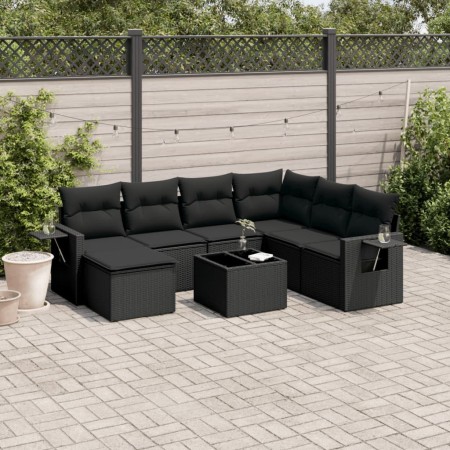 Set de sofás de jardín 8 piezas y cojines ratán sintético negro de , Conjuntos de jardín - Ref: Foro24-3220504, Precio: 486,4...