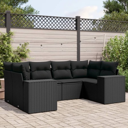 Set de sofás de jardín 6 piezas y cojines ratán sintético negro de , Conjuntos de jardín - Ref: Foro24-3222974, Precio: 439,1...