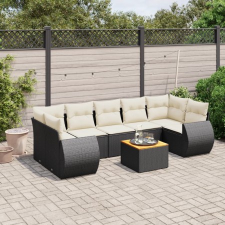 Set de sofás de jardín 8 piezas y cojines ratán sintético negro de , Conjuntos de jardín - Ref: Foro24-3224915, Precio: 472,1...