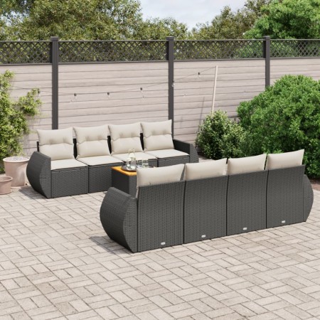 Set de sofás de jardín 8 piezas y cojines ratán sintético negro de , Conjuntos de jardín - Ref: Foro24-3224922, Precio: 535,1...