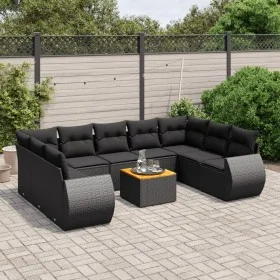 Set de sofás de jardín 10 pzas cojines ratán sintético negro de , Conjuntos de jardín - Ref: Foro24-3225145, Precio: 641,81 €...