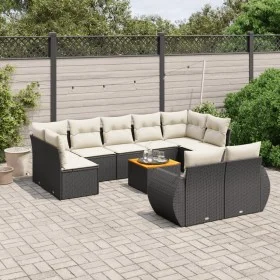 Set de sofás de jardín 10 pzas cojines ratán sintético negro de , Conjuntos de jardín - Ref: Foro24-3225153, Precio: 595,42 €...