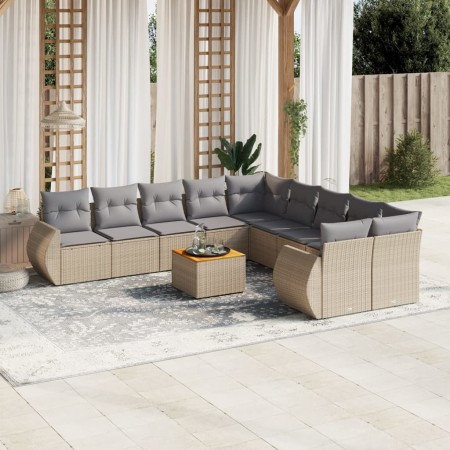 Set de sofás de jardín 11pzas con cojines ratán sintético beige de , Conjuntos de jardín - Ref: Foro24-3225198, Precio: 690,0...
