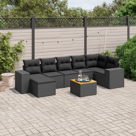 Set de sofás de jardín 8 piezas y cojines ratán sintético negro de , Conjuntos de jardín - Ref: Foro24-3225551, Precio: 515,4...