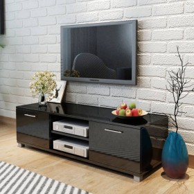 Mueble de TV negro brillo 120x40,5x35 cm en Muebles TV | Comprar online en Foru.es