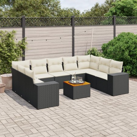 Set de sofás de jardín 10 pzas cojines ratán sintético negro de , Conjuntos de jardín - Ref: Foro24-3225587, Precio: 553,05 €...