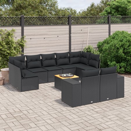 Set de sofás de jardín 10 pzas cojines ratán sintético negro de , Conjuntos de jardín - Ref: Foro24-3225593, Precio: 647,86 €...