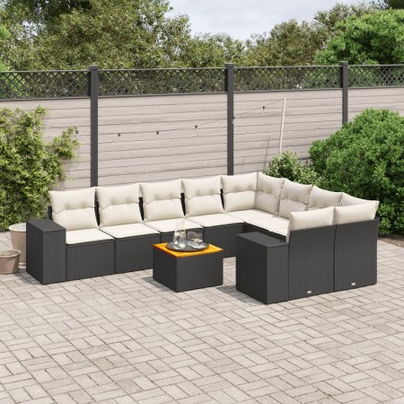 Set de sofás de jardín 10 pzas cojines ratán sintético negro de , Conjuntos de jardín - Ref: Foro24-3225601, Precio: 553,05 €...