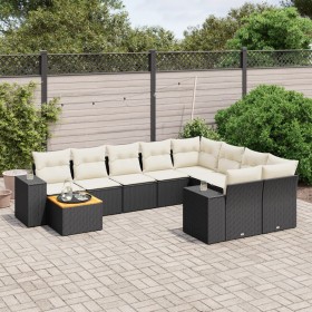 Set de sofás de jardín 10 pzas cojines ratán sintético negro de , Conjuntos de jardín - Ref: Foro24-3225608, Precio: 553,05 €...