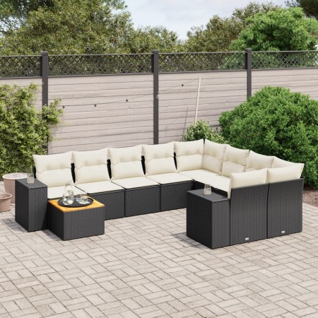 Set de sofás de jardín 10 pzas cojines ratán sintético negro de , Conjuntos de jardín - Ref: Foro24-3225608, Precio: 553,05 €...