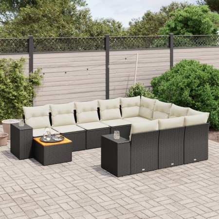 Set de sofás de jardín 11 pzas y cojines ratán sintético negro de , Conjuntos de jardín - Ref: Foro24-3225629, Precio: 603,72...