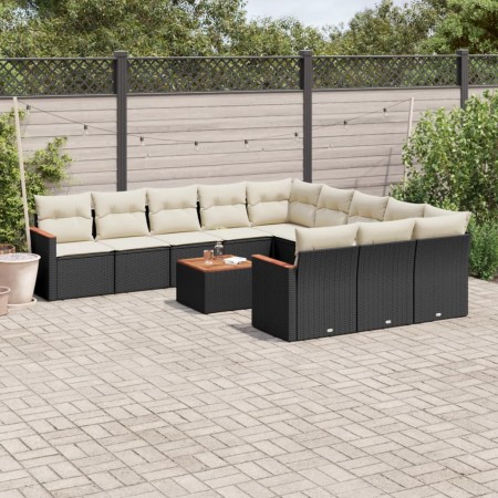 Set de sofás de jardín 12 piezas cojines ratán sintético negro de , Conjuntos de jardín - Ref: Foro24-3226434, Precio: 638,38...