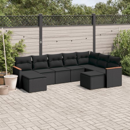 Set de sofás de jardín 8 piezas y cojines ratán sintético negro de , Conjuntos de jardín - Ref: Foro24-3226538, Precio: 538,4...