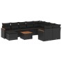 Set de sofás de jardín 11 pzas y cojines ratán sintético negro de , Conjuntos de jardín - Ref: Foro24-3226559, Precio: 648,39...