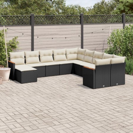 Set de sofás de jardín 11 pzas y cojines ratán sintético negro de , Conjuntos de jardín - Ref: Foro24-3226567, Precio: 577,38...