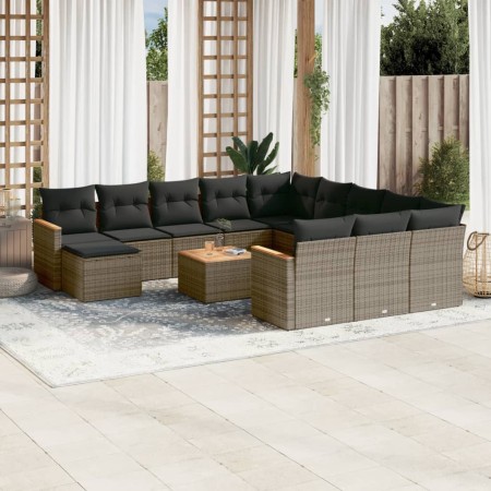 Set sofás de jardín con cojines 13 piezas ratán sintético gris de , Conjuntos de jardín - Ref: Foro24-3226592, Precio: 758,61...