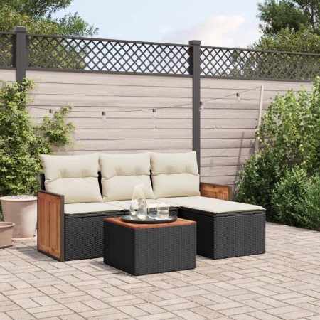 Set de muebles de jardín 5 pzas y cojines ratán sintético negro de , Conjuntos de jardín - Ref: Foro24-3227589, Precio: 266,2...