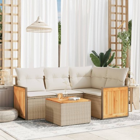 Juego de sofás jardín con cojines 5 pzas ratán sintético beige de , Conjuntos de jardín - Ref: Foro24-3227619, Precio: 318,75...