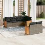 Set de sofás de jardín 7 piezas con cojines ratán PE gris de , Conjuntos de jardín - Ref: Foro24-3227824, Precio: 469,78 €, D...