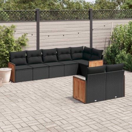 Set de sofás de jardín 8 piezas y cojines ratán sintético negro de , Conjuntos de jardín - Ref: Foro24-3227826, Precio: 530,3...