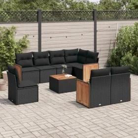 Set de sofás de jardín 8 piezas y cojines ratán sintético negro de , Conjuntos de jardín - Ref: Foro24-3227847, Precio: 595,0...