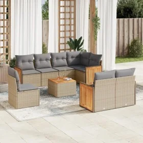 Set de sofás de jardín 9 pzas con cojines ratán sintético beige de , Conjuntos de jardín - Ref: Foro24-3227851, Precio: 607,4...