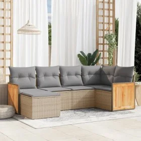 Juego de sofás jardín con cojines 6 pzas ratán sintético beige de , Conjuntos de jardín - Ref: Foro24-3227858, Precio: 391,05...