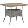 Mesa comedor para jardín ratán sintético madera de acacia gris de vidaXL, Mesas de jardín - Ref: Foro24-46172, Precio: 127,45...
