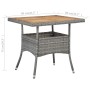 Mesa comedor para jardín ratán sintético madera de acacia gris de vidaXL, Mesas de jardín - Ref: Foro24-46172, Precio: 127,45...