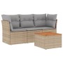 Juego de sofás jardín con cojines beige mezcla 4 pzas ratán PE de , Conjuntos de jardín - Ref: Foro24-3255800, Precio: 255,49...
