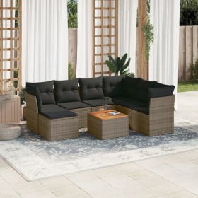 Set de sofás de jardín 8 pzas y cojines ratán sintético gris de , Conjuntos de jardín - Ref: Foro24-3256095, Precio: 460,70 €...