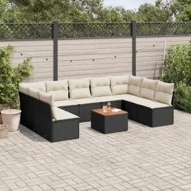 Set de sofás de jardín 10 pzas cojines ratán sintético negro de , Conjuntos de jardín - Ref: Foro24-3256119, Precio: 535,78 €...