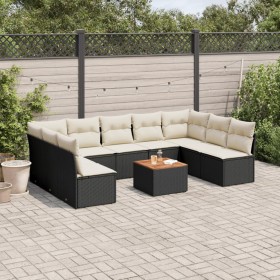 Set de sofás de jardín 10 pzas cojines ratán sintético negro de , Conjuntos de jardín - Ref: Foro24-3256119, Precio: 542,42 €...