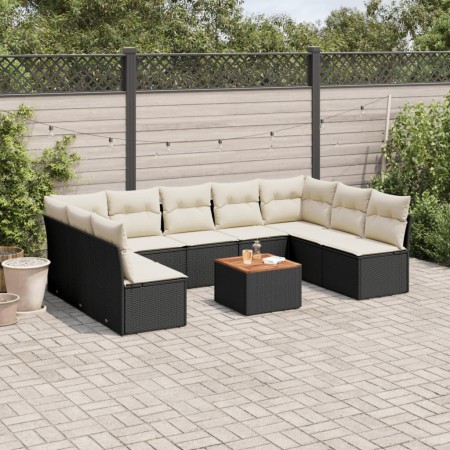 Set de sofás de jardín 10 pzas cojines ratán sintético negro de , Conjuntos de jardín - Ref: Foro24-3256119, Precio: 542,42 €...