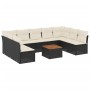 Set de sofás de jardín 10 pzas cojines ratán sintético negro de , Conjuntos de jardín - Ref: Foro24-3256119, Precio: 542,42 €...