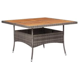 Mesa comedor para jardín ratán sintético madera de acacia gris de vidaXL, Mesas de jardín - Ref: Foro24-46188, Precio: 145,65...