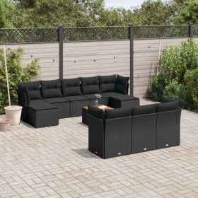 Set de sofás de jardín 11 pzas y cojines ratán sintético negro de , Conjuntos de jardín - Ref: Foro24-3256209, Precio: 687,64...