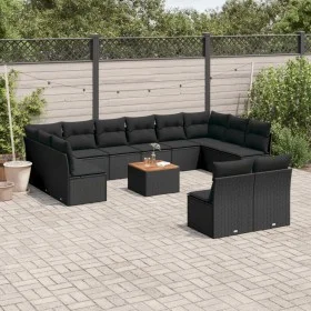 Set de sofás de jardín y cojines 13 pzas ratán sintético negro de , Conjuntos de jardín - Ref: Foro24-3256223, Precio: 771,87...