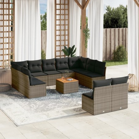 Set de sofás de jardín 12 pzas con cojines ratán sintético gris de , Conjuntos de jardín - Ref: Foro24-3256221, Precio: 627,8...