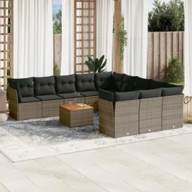 Set de sofás de jardín 12 pzas con cojines ratán sintético gris de , Conjuntos de jardín - Ref: Foro24-3256242, Precio: 748,3...