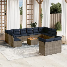 Set sofás de jardín con cojines 13 piezas ratán sintético gris de , Conjuntos de jardín - Ref: Foro24-3256249, Precio: 807,94...