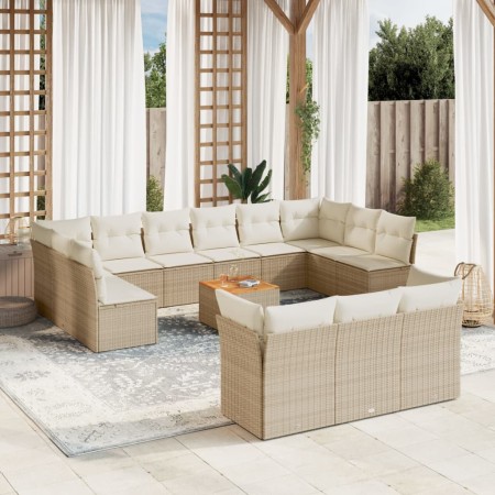 Set sofás de jardín 14 pzas con cojines ratán sintético beige de , Conjuntos de jardín - Ref: Foro24-3256254, Precio: 892,86 ...