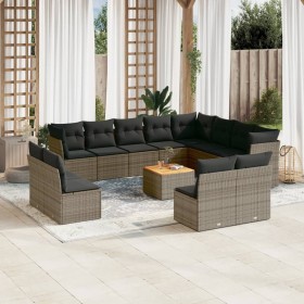 Set sofás de jardín con cojines 13 piezas ratán sintético gris de , Conjuntos de jardín - Ref: Foro24-3256263, Precio: 781,04...