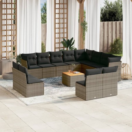 Set sofás de jardín con cojines 13 piezas ratán sintético gris de , Conjuntos de jardín - Ref: Foro24-3256263, Precio: 781,04...