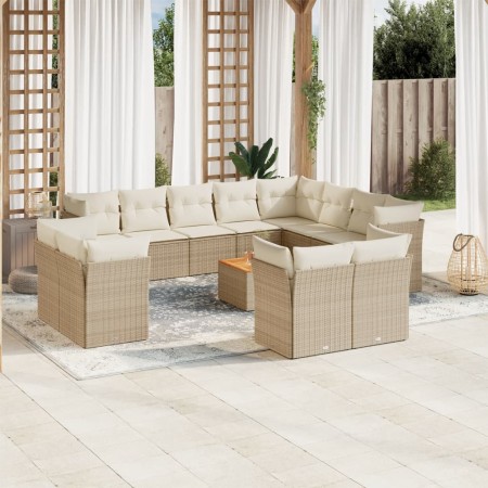 Set sofás de jardín con cojines 13 pzas ratán sintético beige de , Conjuntos de jardín - Ref: Foro24-3256282, Precio: 933,13 ...