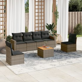Set de sofás de jardín 7 piezas con cojines ratán PE gris de , Conjuntos de jardín - Ref: Foro24-3256403, Precio: 401,24 €, D...
