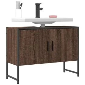 Armario lavabo baño madera ingeniería roble marrón 80x33x60 cm de , Tocadores de baño - Ref: Foro24-842465, Precio: 55,81 €, ...