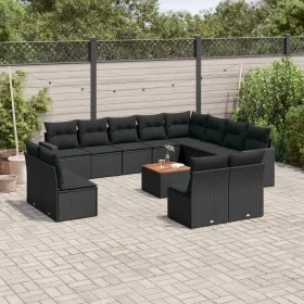 Garden sofa and cushion set 13 pieces black synthetic rattan by , Modular outdoor sofas - Ref: Foro24-3224368, Price: 824,70 ...