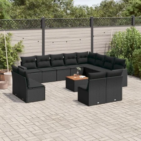 Garden sofa and cushion set 13 pieces black synthetic rattan by , Modular outdoor sofas - Ref: Foro24-3224368, Price: 824,70 ...